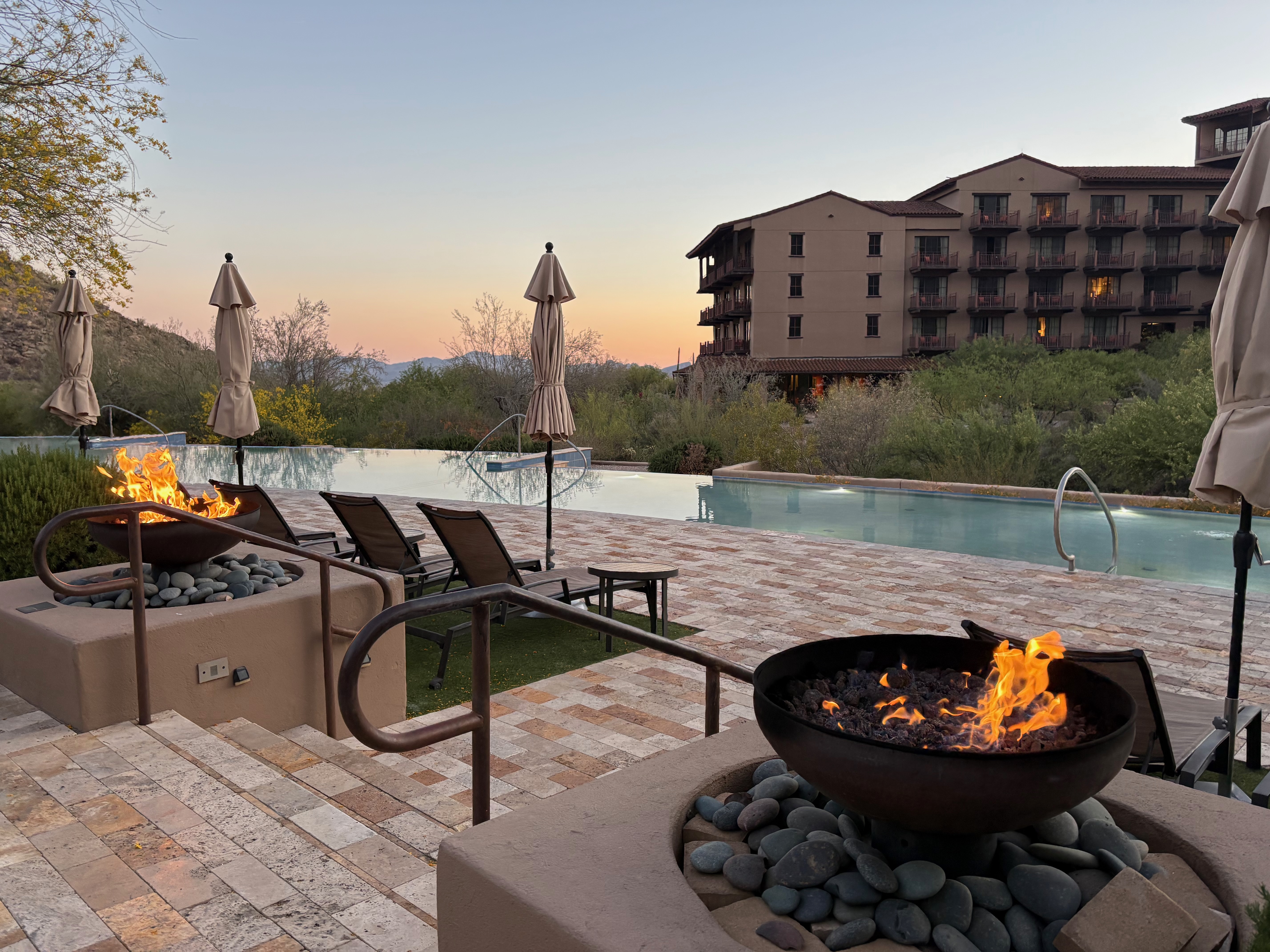fire pits and infinity pool at The Ritz-Carlton Dove Mountain